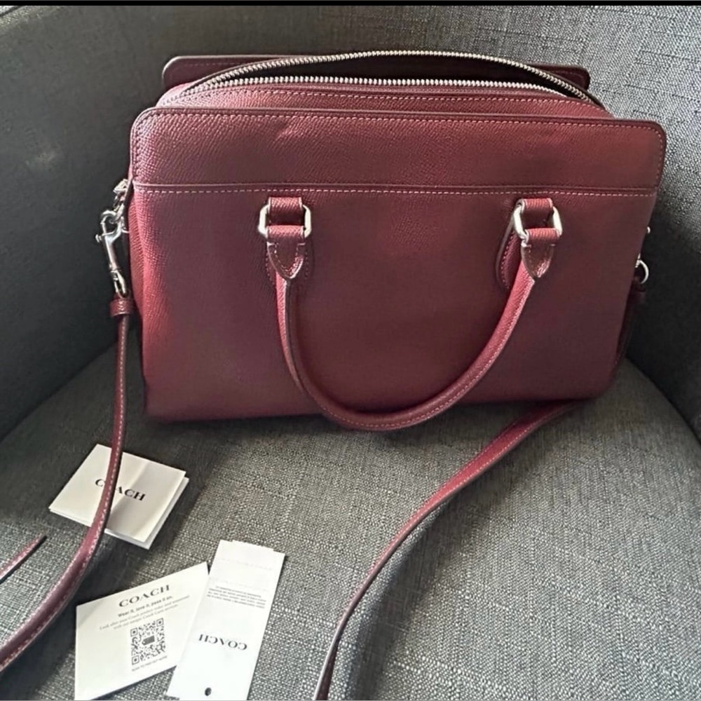 Coach Burgundy Leather Satchel - Picture 2 of 7